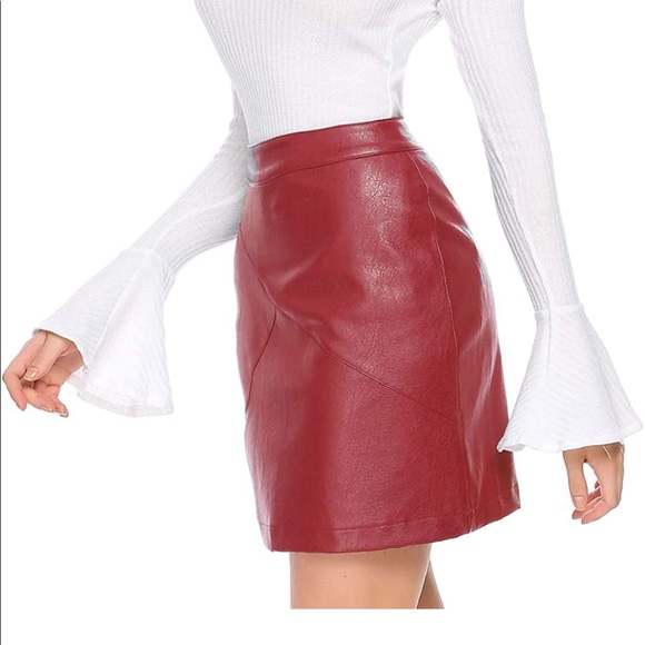 Dark Red Skirt, High Waisted - Picture 2 of 5